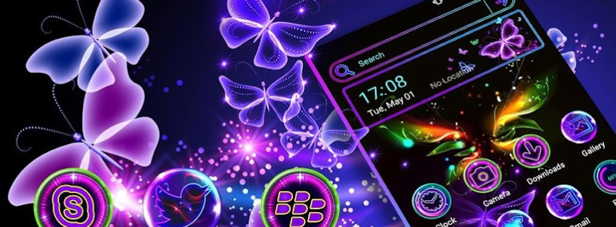 Glow Butterfly Launcher Theme